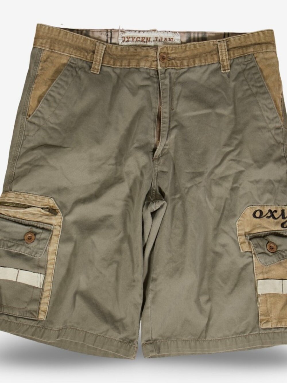 Y2K Vintage Oxygen Logo Embroidered Corduroy Cargo Shorts